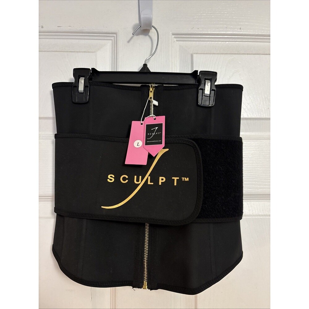 NWT J Sculpt Waist Trainer Shapewear Black  Zipper Steampunk Adjustable Belt, Lg
